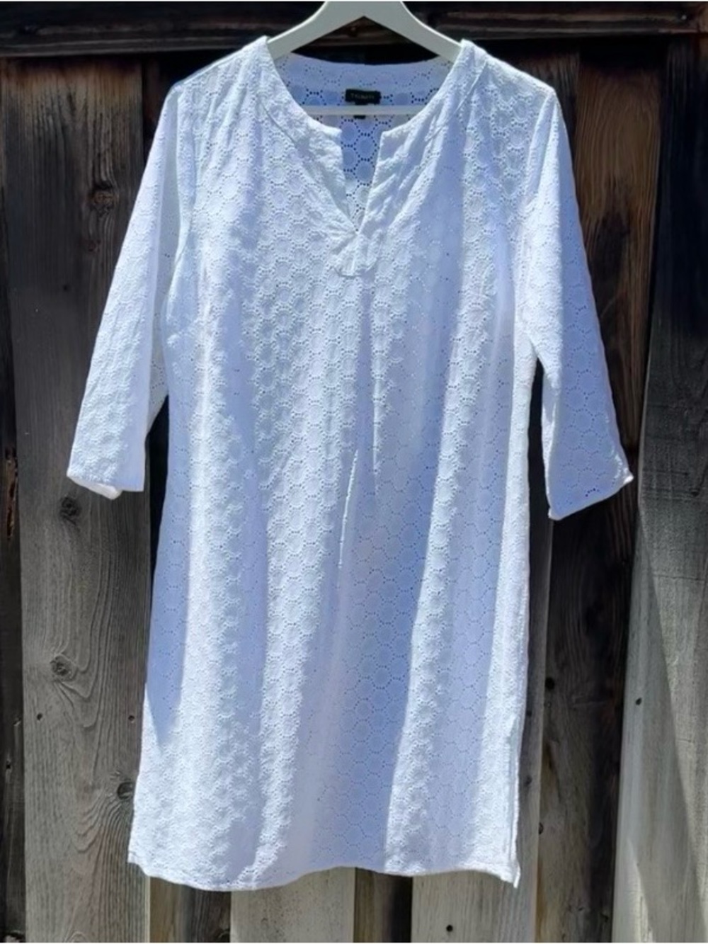 White Eyelet Tunic Shirt - Classic Lightweight Style